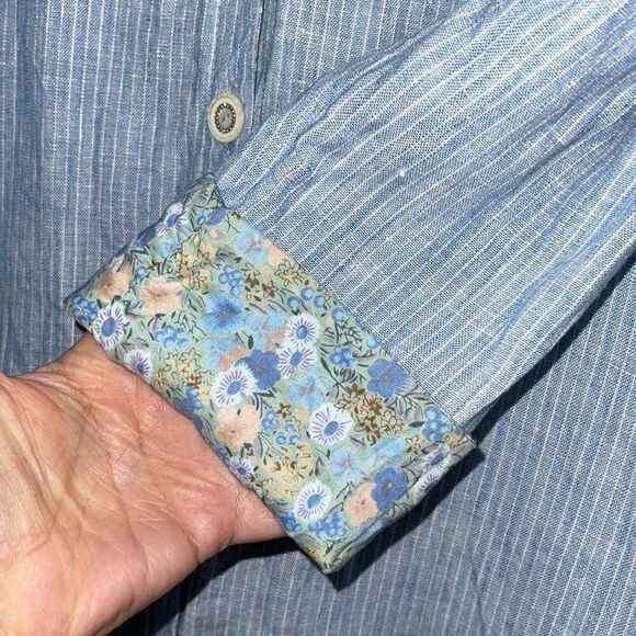 Karol Richardson Womens Linen Long Sleeve Buttoned Shirt Dress Blue Small/Medium - Picture 4 of 10